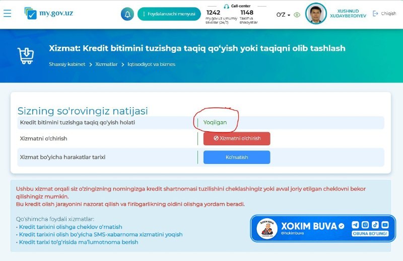 Nomingizga kredit olishni cheklab qoʻying